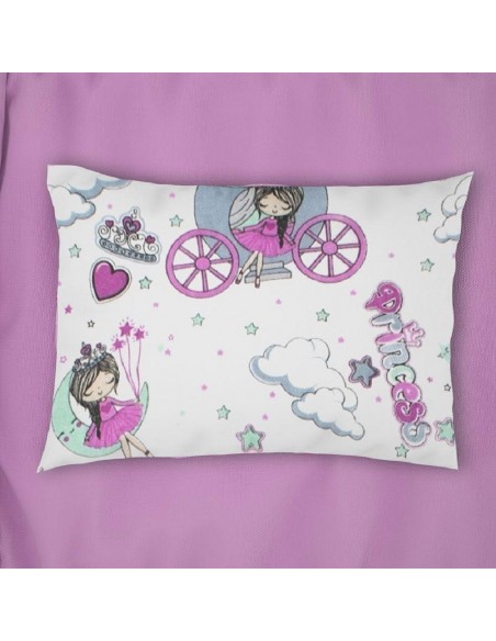 Μαξιλαροθήκη Εμπριμέ 50x70 Dimcol Kids Princess 389 White-Lila