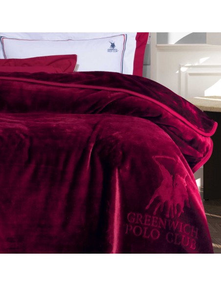 Κουβέρτα Velour Μονή 160X240 Greenwich Polo Club 3438 ΜΠΟΡΝΤΩ