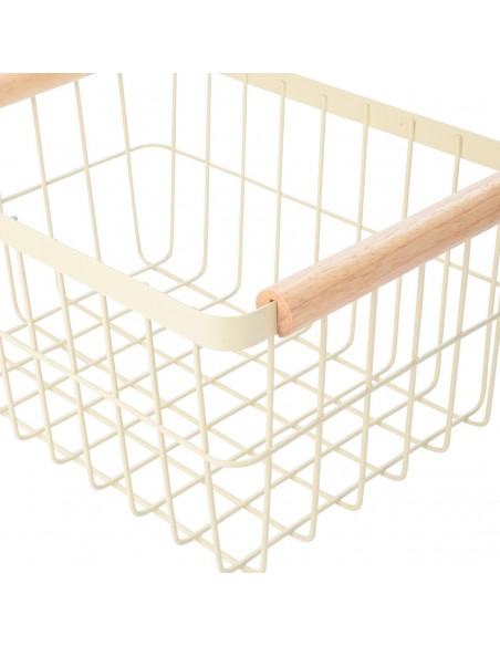 Καλάθι Οργάνωσης Allure 33x22x15 Μεταλλικό Με Ξύλινες Λαβές 01-24734 IVORY εstia