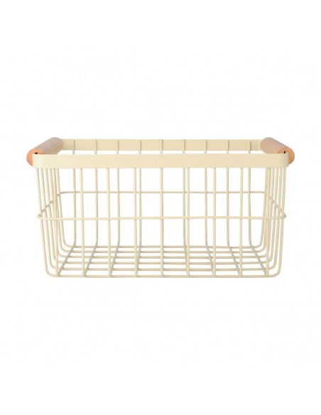 Καλάθι Οργάνωσης Allure 28x20x14 Μεταλλικό Με Ξύλινες Λαβές 01-24741 IVORY εstia