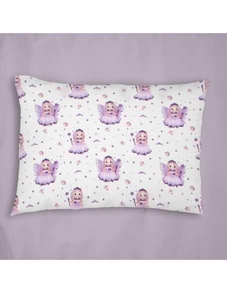 Μαξιλαροθήκη Εμπριμέ 50X70 Φανελένια Dimcol Kids Fairy 86 White-Lilac